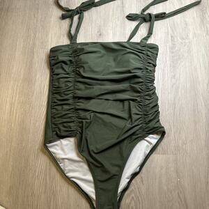 Attracosports Olive Shoulder Tie One-Piece Swimsuit UPF50 size L